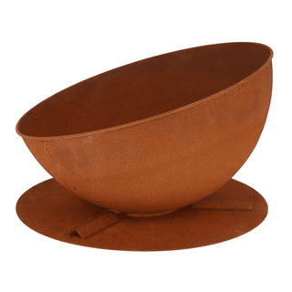 Esschert Design Fire Bowl Sloping On Disc Rust - Stylish Rust Fire Pit for a Cozy Garden Atmosphere - Giant Lobelia