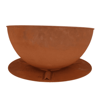 Esschert Design Fire Bowl Sloping On Disc Rust - Stylish Rust Fire Pit for a Cozy Garden Atmosphere - Giant Lobelia