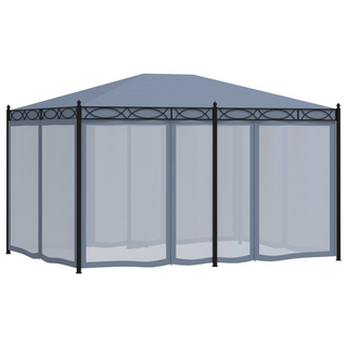 Gazebo with Mesh Screens 3x4 m Anthracite Steel - Giant Lobelia