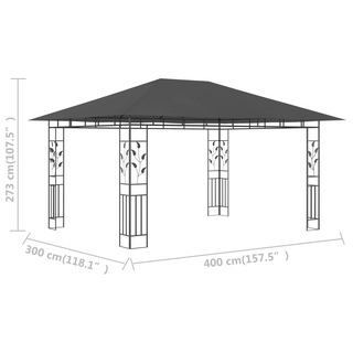 Gazebo with Mosquito Net 4x3x2.73 m Anthracite 180 g/m² - Giant Lobelia