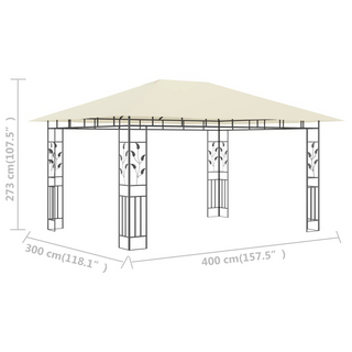 Gazebo with Mosquito Net 4x3x2.73 m Cream 180 g/m² - Giant Lobelia