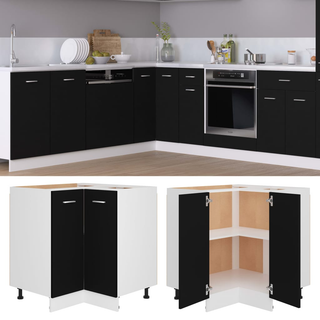 vidaXL Corner Bottom Cabinet Black 75.5x75.5x81.5 cm Engineered Wood - Giant Lobelia