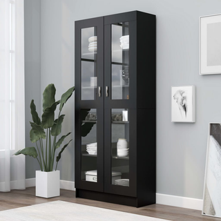 vidaXL Vitrine Cabinet Black - Stylish and Durable Storage Solution - Giant Lobelia