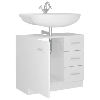 vidaXL Sink Cabinet High Gloss White 63x30x54 cm Engineered Wood - Giant Lobelia