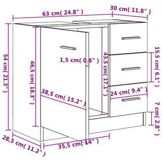 vidaXL Sink Cabinet High Gloss White 63x30x54 cm Engineered Wood - Giant Lobelia