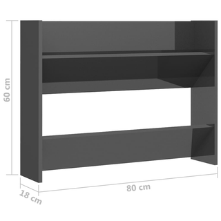 vidaXL Wall Shoe Cabinets 2 pcs High Gloss Grey 80x18x60 cm Engineered Wood - Giant Lobelia