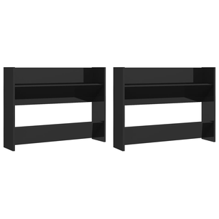 vidaXL Wall Shoe Cabinets 2 pcs High Gloss Black 80x18x60 cm Engineered Wood - Giant Lobelia