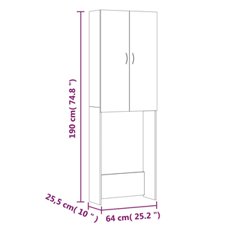 Washing Machine Cabinet Concrete Grey 64x25.5x190 cm - Giant Lobelia