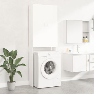 Washing Machine Cabinet White 64x25.5x190 cm - Giant Lobelia