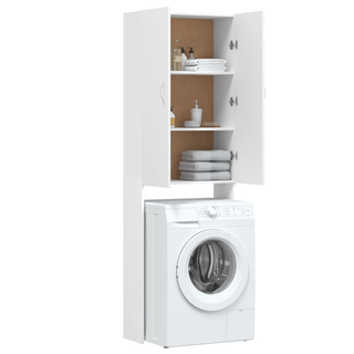 Washing Machine Cabinet White 64x25.5x190 cm - Giant Lobelia