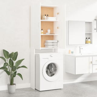 Washing Machine Cabinet White 64x25.5x190 cm - Giant Lobelia