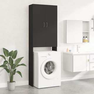 Washing Machine Cabinet Black 64x25.5x190 cm - Giant Lobelia