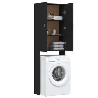 Washing Machine Cabinet Black 64x25.5x190 cm - Giant Lobelia