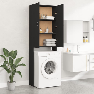 Washing Machine Cabinet Black 64x25.5x190 cm - Giant Lobelia