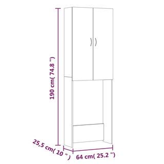 Washing Machine Cabinet Black 64x25.5x190 cm - Giant Lobelia