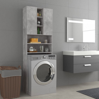 Washing Machine Cabinet Concrete Grey 64x25.5x190 cm - Giant Lobelia