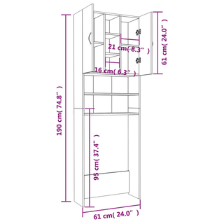 Washing Machine Cabinet Concrete Grey 64x25.5x190 cm - Giant Lobelia