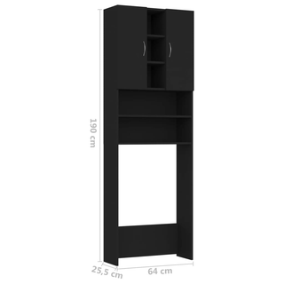 Washing Machine Cabinet Black 64x25.5x190 cm - Giant Lobelia