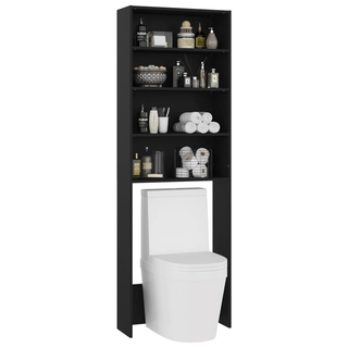 Washing Machine Cabinet Black 64x24x190 cm - Giant Lobelia