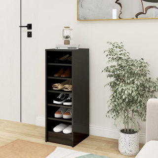 vidaXL Shoe Cabinet High Gloss Grey 31.5x35x92 cm Engineered Wood - Giant Lobelia