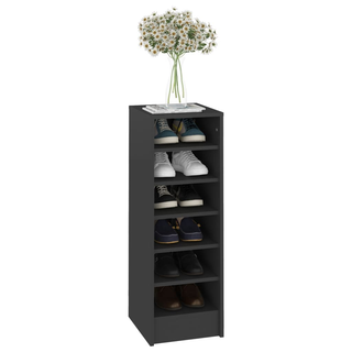 vidaXL Shoe Cabinet High Gloss Grey 31.5x35x92 cm Engineered Wood - Giant Lobelia