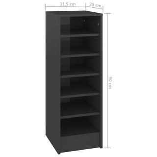 vidaXL Shoe Cabinet High Gloss Grey 31.5x35x92 cm Engineered Wood - Giant Lobelia