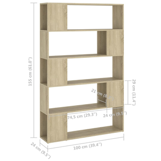 Book Cabinet Room Divider Sonoma Oak 100x24x155 cm Engineered Wood - Giant Lobelia