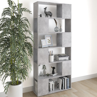 Book Cabinet Room Divider Concrete Grey 80x24x186 cm Engineered - Giant Lobelia