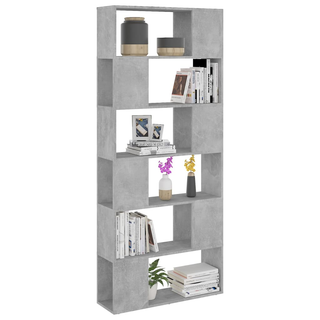 Book Cabinet Room Divider Concrete Grey 80x24x186 cm Engineered - Giant Lobelia