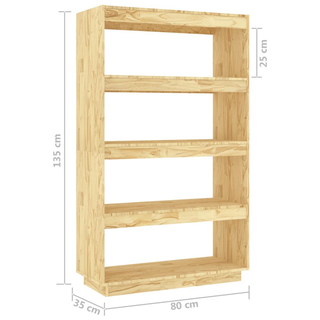 Book Cabinet/Room Divider 80x35x135 cm Solid Pinewood - Giant Lobelia