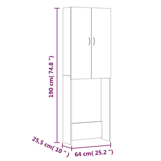 Washing Machine Cabinet Brown Oak 64x25.5x190 cm - Giant Lobelia