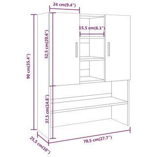 Washing Machine Cabinet Smoked Oak 70.5x25.5x90 cm - Giant Lobelia