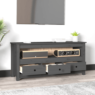 vidaXL TV Cabinet Grey - Farmhouse Style | Solid Wood Pine - Rustic and Functional - Giant Lobelia