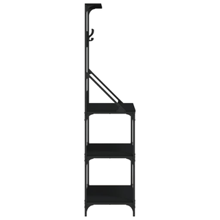 Baker's Rack with Hooks 4-Tier Black Engineered Wood - Giant Lobelia