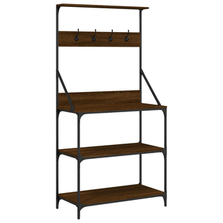 Baker's Rack with Hooks 4-Tier Brown Oak Engineered Wood - Giant Lobelia