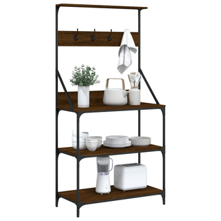 Baker's Rack with Hooks 4-Tier Brown Oak Engineered Wood - Giant Lobelia