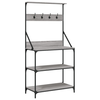 Baker's Rack with Hooks 4-Tier Grey Sonoma Engineered Wood - Giant Lobelia