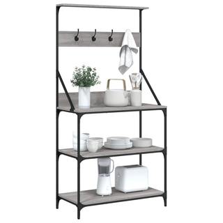 Baker's Rack with Hooks 4-Tier Grey Sonoma Engineered Wood - Giant Lobelia