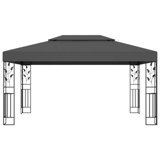 Gazebo with Double Roof&LED String Lights 3x4m Anthracite - Giant Lobelia