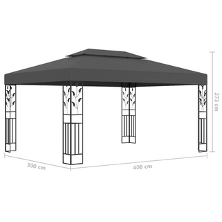 Gazebo with Double Roof&LED String Lights 3x4m Anthracite - Giant Lobelia