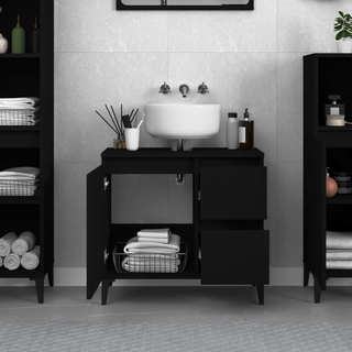 Bathroom Cabinet Black 65x33x60 cm Engineered Wood - Giant Lobelia