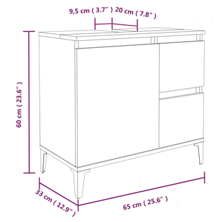 Bathroom Cabinet Black 65x33x60 cm Engineered Wood - Giant Lobelia