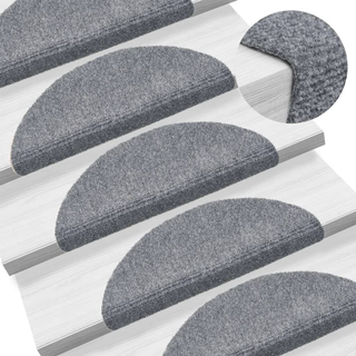 vidaXL 15 Self-adhesive Stair Mats Needle Punch 56x17x3 cm Light Grey - Giant Lobelia