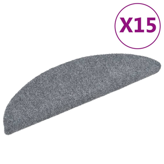 vidaXL 15 Self-adhesive Stair Mats Needle Punch 56x17x3 cm Light Grey - Giant Lobelia