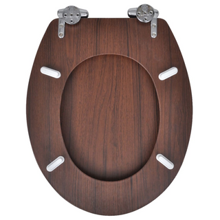 WC Toilet Seat MDF Soft Close Lid Simple Design Brown - Giant Lobelia