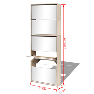 Shoe Cabinet 5-Layer Mirror Oak 63x17x169.5 cm - Giant Lobelia