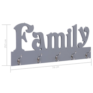 vidaXL Wall Mounted Coat Rack FAMILY Grey 74x29.5 cm - Giant Lobelia