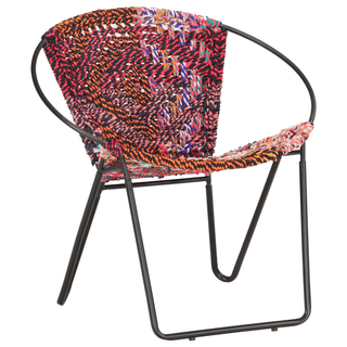 vidaXL Circle Chair Multicolours Chindi Fabric - Ergonomic Design, Handwoven Cotton Upholstery, Sturdy Steel Frame - Giant Lobelia