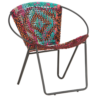 vidaXL Circle Chair Multicolours Chindi Fabric - Ergonomic Design, Handwoven Cotton Upholstery, Sturdy Steel Frame - Giant Lobelia