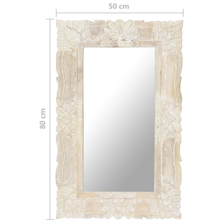 vidaXL Mirror White 80x50 cm Solid Mango Wood - Giant Lobelia